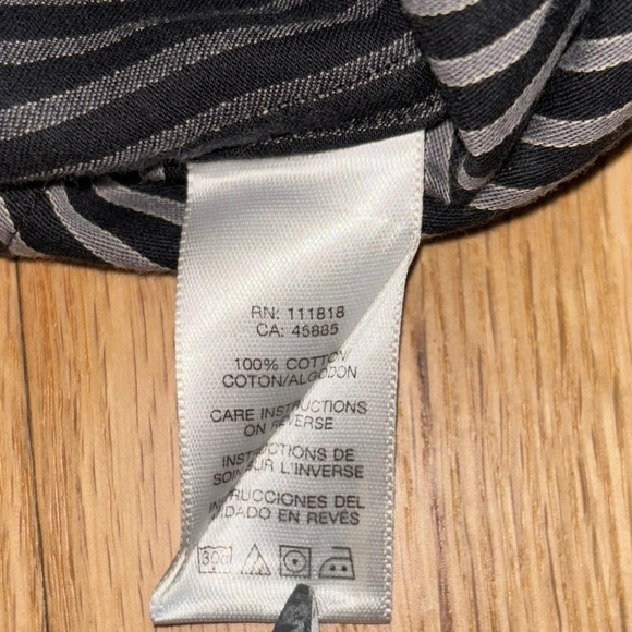 Michael Kors Black and White Striped Button Up Cotton Dress Shirt - Picture 4 of 6